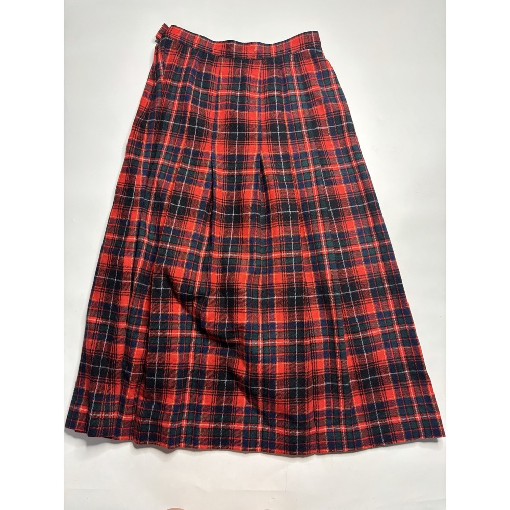 Pendleton Plaid Tartan Pleated Maxi Skirt 100% Pure Virgin Wool Size 10 Tall